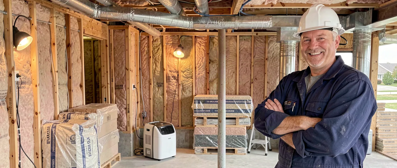 Basements contractor on a job site in Utahvalley, UT